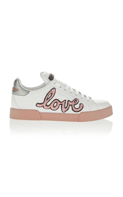 Shop Dolce & Gabbana Love Leather Sneaker In White