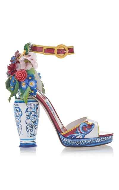Shop Dolce & Gabbana Embellished Patent-leather Sandals In Multi