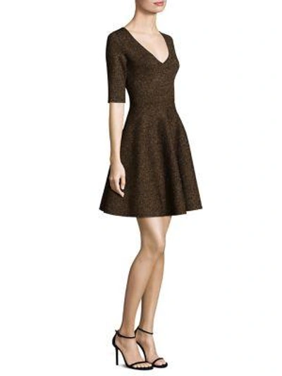 Shop Milly Double-knit Flare Dress In Bronze