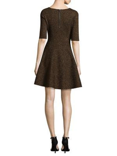 Shop Milly Double-knit Flare Dress In Bronze
