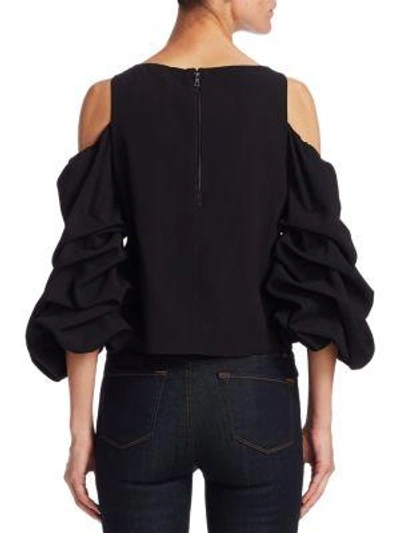 Shop Alice And Olivia Cordelia Cold Shoulder Top In Black