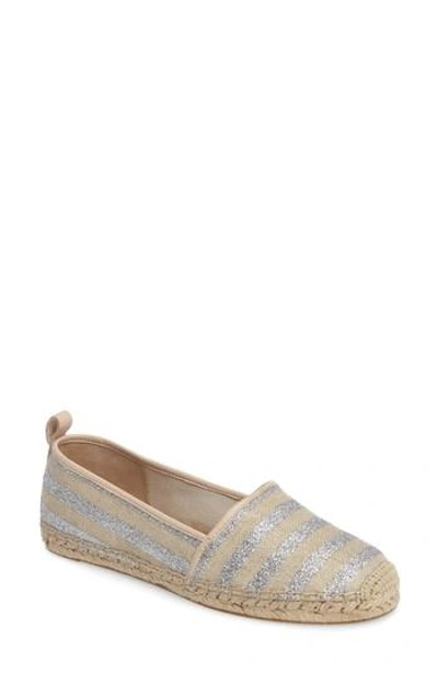 Shop Kate Spade Women's  New York Lilliad Espadrille Flat In Silver/ Natural Glitter