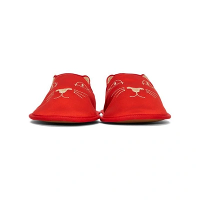 Shop Charlotte Olympia Red House Cats Slippers In 600 Red