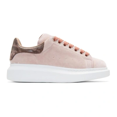 Shop Alexander Mcqueen Pink Velvet Oversized Sneakers In 5675 Pink
