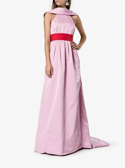 Shop Rosie Assoulin Contrast Belted Gown In Pink