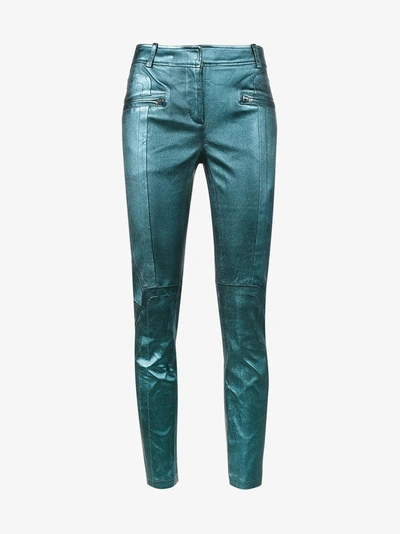 Shop Sies Marjan Louise Leather Crop Biker Trousers In Blue