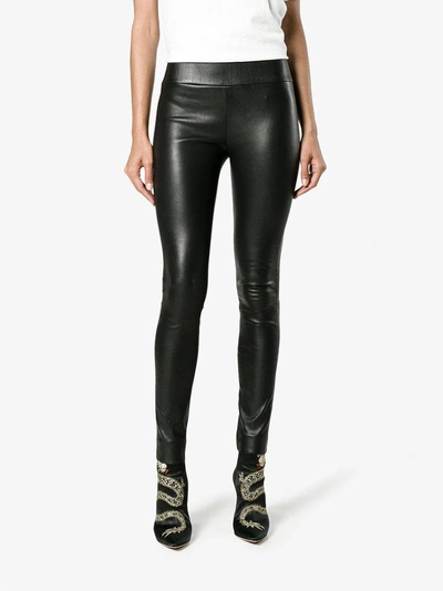 Shop Sprwmn Black Leather High-waist Leggings
