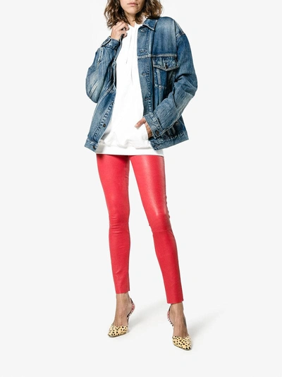 Shop Sprwmn Red Leather High-waisted Leggings