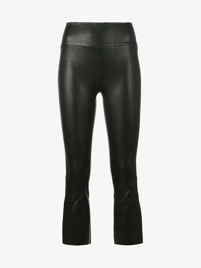 Shop Sprwmn Cropped Leather Trousers In Black