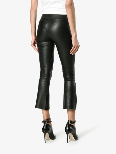Shop Sprwmn Cropped Leather Trousers In Black