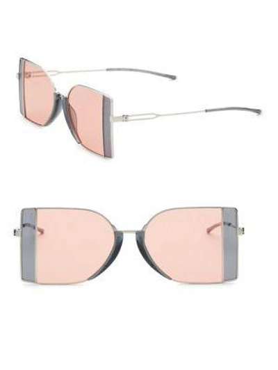 Shop Calvin Klein 205 W39 Nyc Rectangle Sunglasses In Nickel