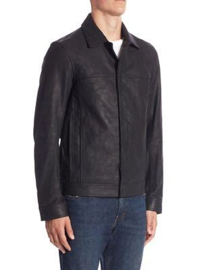 Shop Vince Leather Jacket In Black
