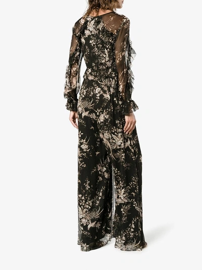 Shop Zimmermann Maples Floral Print Jumpsuit In Black