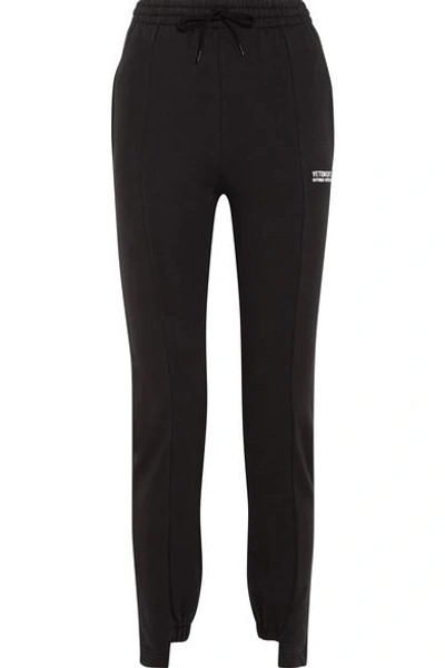 Shop Vetements Embroidered Stretch-cotton Jersey Track Pants
