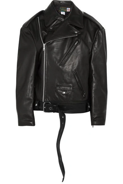 Shop Vetements + Schott Nyc Perfecto Emo Oversized Textured-leather Biker Jacket