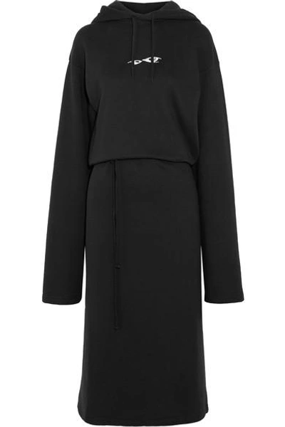 Shop Vetements Hooded Embroidered Cotton-blend Jersey Midi Dress