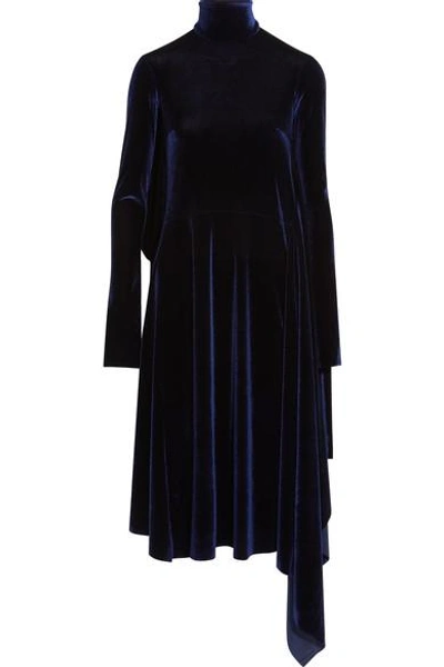 Shop Vetements Asymmetric Open-back Velvet Midi Dress