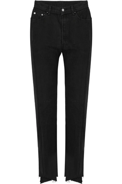 Shop Vetements + Levi's Distressed High-rise Straight-leg Jeans In Black
