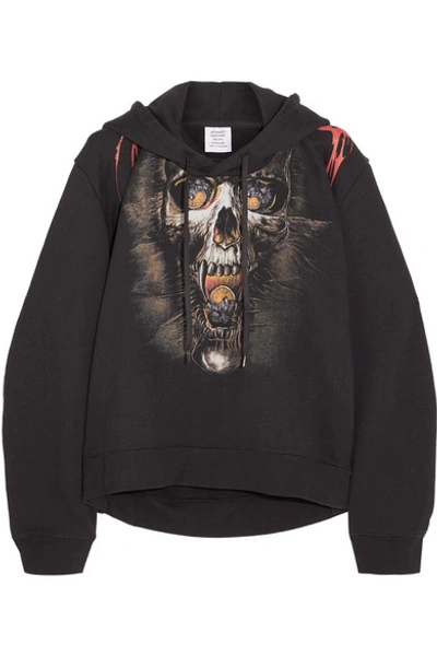 Shop Vetements Printed Cotton-blend Jersey Hooded Top
