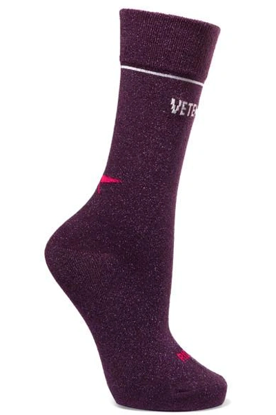 Shop Vetements + Reebok Intarsia Lurex Socks