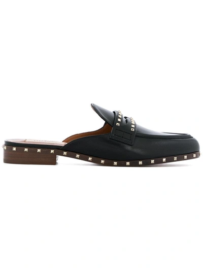 Valentino Garavani Micro Rockstud Leather Slides In Black | ModeSens