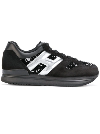 Shop Hogan Panelled Sneakers - Black