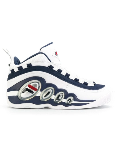 Fila White Blue Bubbles Mid Sneakers | ModeSens