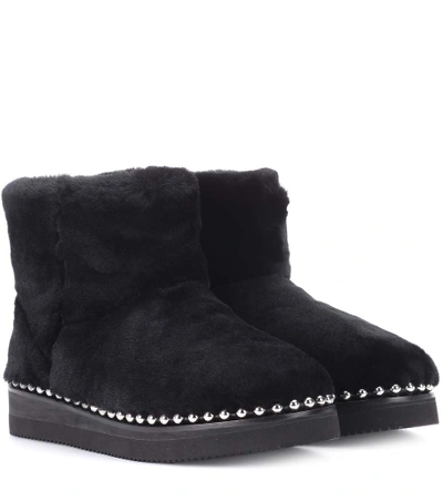 Shop Alexander Wang Fur Ankle Boots In Black