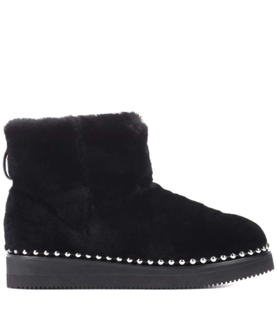 Shop Alexander Wang Fur Ankle Boots In Black