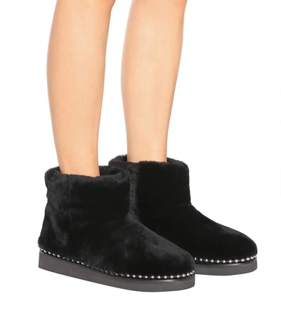 Shop Alexander Wang Fur Ankle Boots In Black