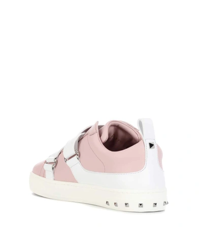 Shop Valentino Rockstud Leather Sneakers In Pink