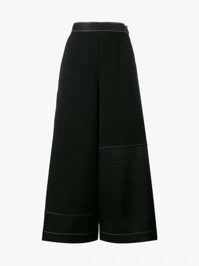 Shop Loewe High Waisted Wide-leg Trousers In Black