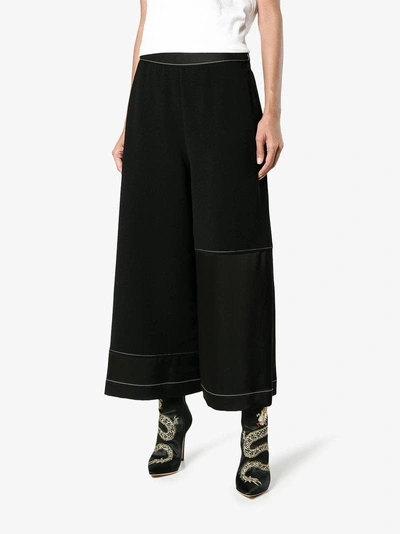 Shop Loewe High Waisted Wide-leg Trousers In Black