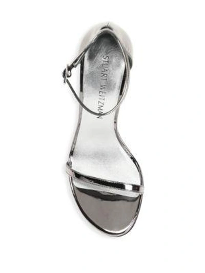 Shop Stuart Weitzman Nudistsong Ankle-strap Sandals In Pewter Glass