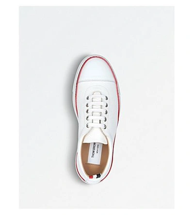 Shop Thom Browne Toecap Leather Trainers In White