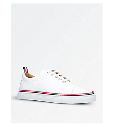Shop Thom Browne Toecap Leather Trainers In White