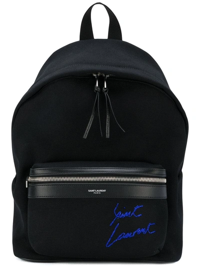 Shop Saint Laurent Mini City Embroidered Backpack In Black