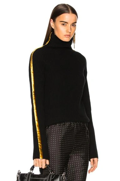 Shop Haider Ackermann Side Band Turtleneck Sweater In Black, Yellow. In Black & Gold