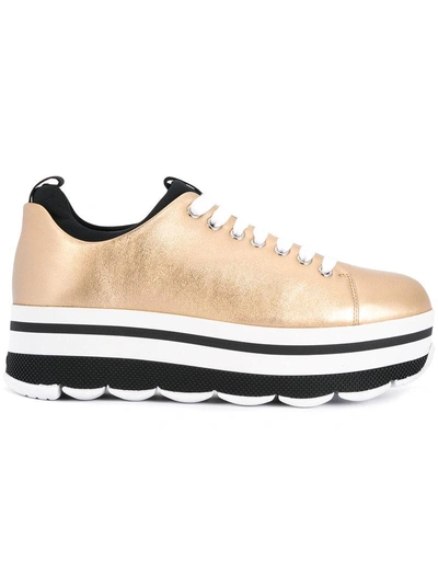 Shop Prada Scalloped Flatform Sole Sneakers
