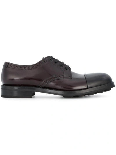 Shop Prada Toe Cap Derby Shoes - Red