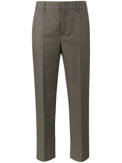 Shop Prada Cropped Houndstooth Trousers - Grey