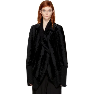 Shop Ann Demeulemeester Black Velvet Bomber Jacket