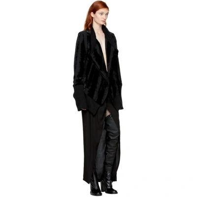 Shop Ann Demeulemeester Black Velvet Bomber Jacket