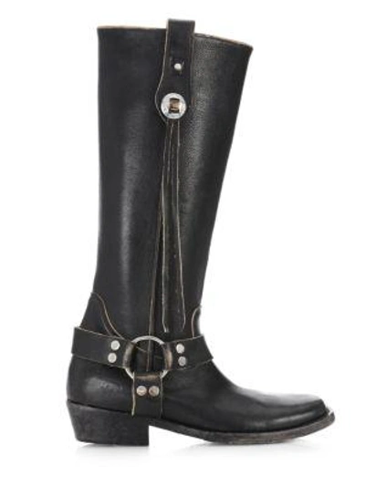 Shop Balenciaga Leather Harness Boots In Black