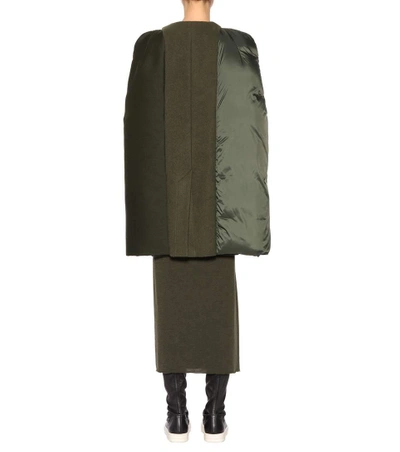 Shop Rick Owens Wool, Silk And Cotton Cape In Green