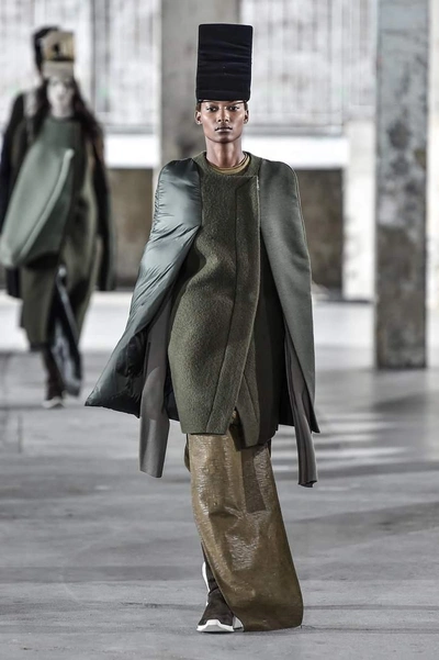 Shop Rick Owens Wool, Silk And Cotton Cape In Green