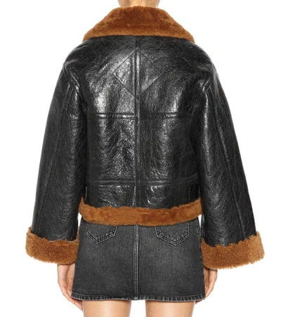 Shop Golden Goose Leather And Shearling Jacket In Llack