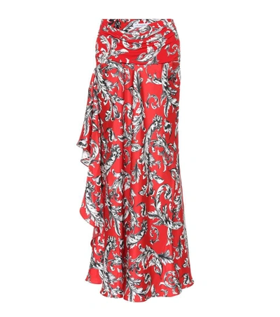 Shop Jw Anderson Printed Silk Maxi Skirt In Cherry
