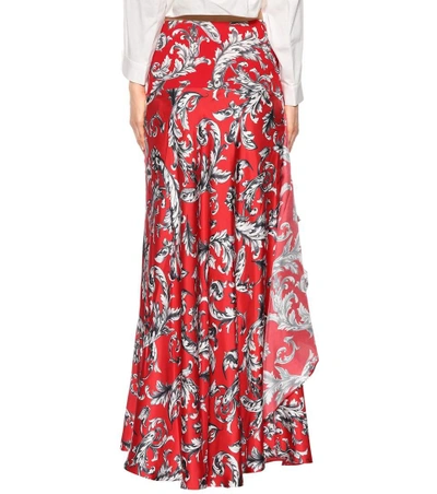 Shop Jw Anderson Printed Silk Maxi Skirt In Cherry