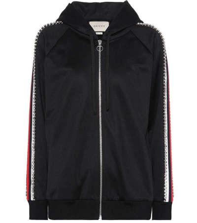 Shop Gucci Crystal-embellished Hoodie In Black